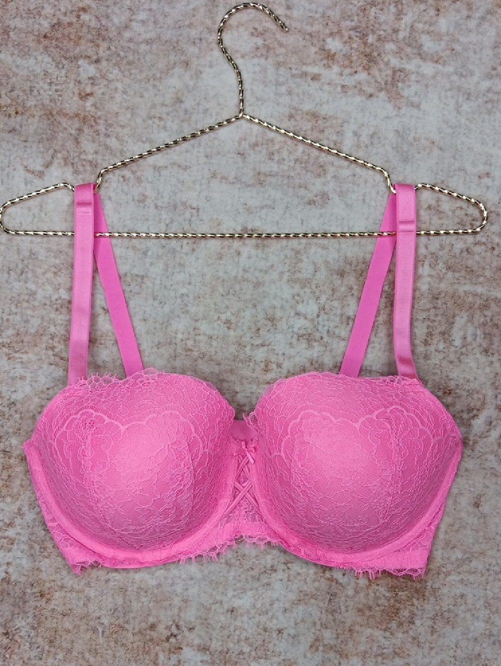 VS Dream Angels Lined Pink Lace Bra Womens 38DDD (38F)